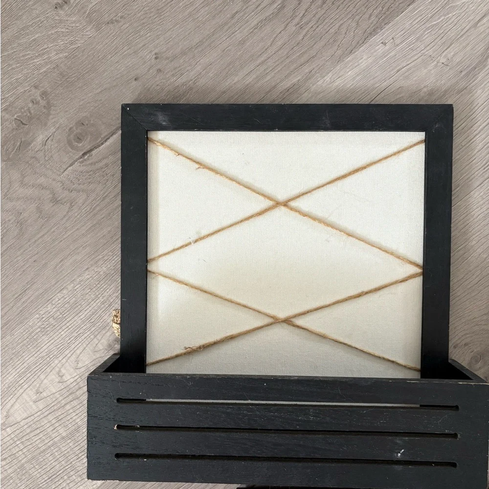 🏡 Black Wall Hook Organizer with Gold Accent Mirror and Crystal Knobs